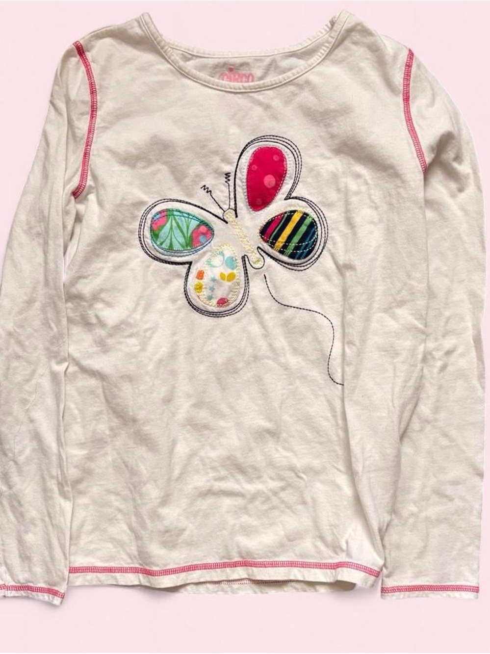 Circo White Long Sleeve Tee with Colorful Butterfly Patch